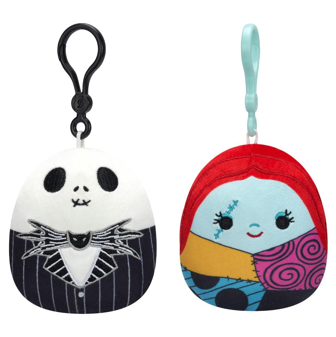 Squishmallows Original 3.5in Disney Jack Skellington and Sally Clip 2-Pack - Official Jazwares Plush