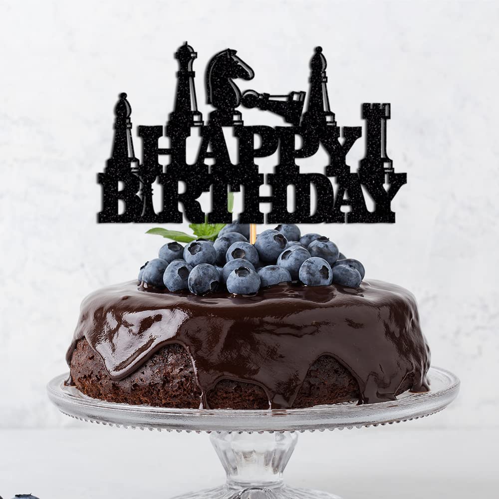WRACKKIAR Chess Happy Birthday Cake Topper-Chess Player Birthday Party-Funny Board Game Chess Birthday Party Decoration