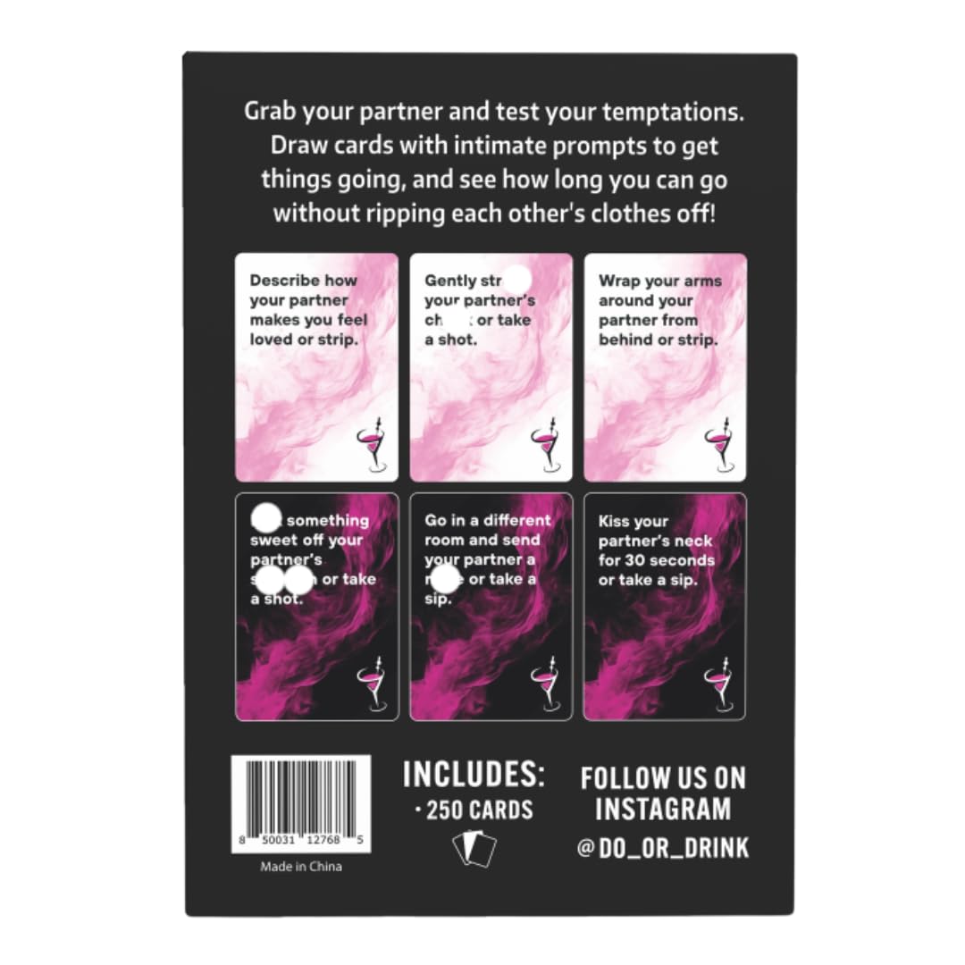 Do or Drink Sip or Strip Adult Drinking Card Game for Couples, Date Night & Parties - 250 Dares, Questions & Challenges for Boyfriend, Girlfriend, or