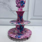 Stitch Cupcake Stand 3-Tier Pink with 24 Stitch Cupcake Toppers - Hawaiian Aloha Luau Birthday Party Decorations for Kids, Stitch Party Supplies