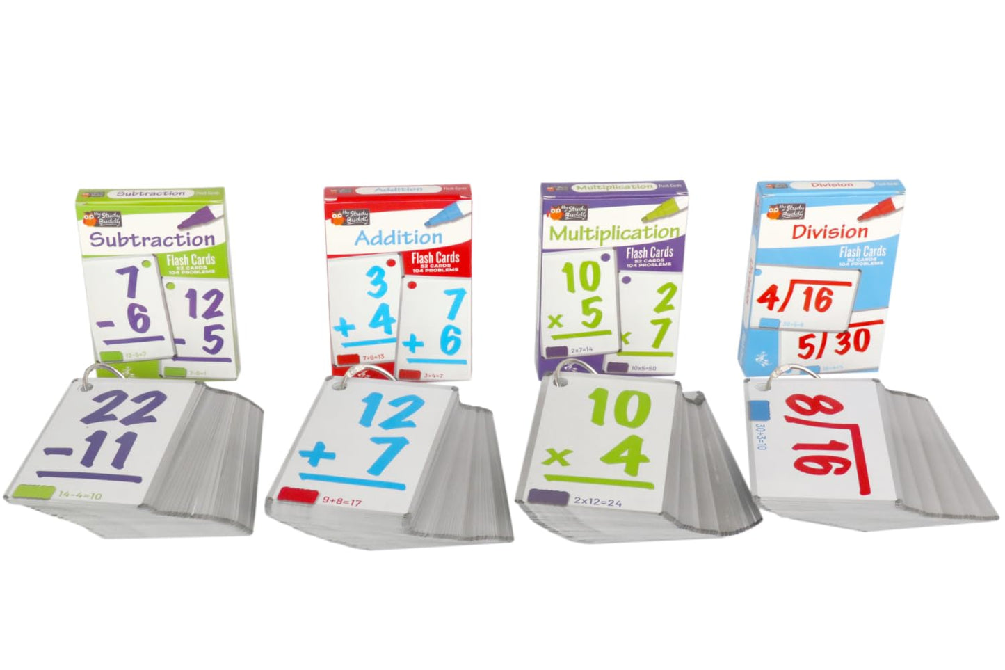 Regal Games Math Flash Cards for Multiplication, Division, Addition and Subtraction - 1st, 2nd, 3rd Grade Math & More - Flash Cards w/ 4 Binder Rings