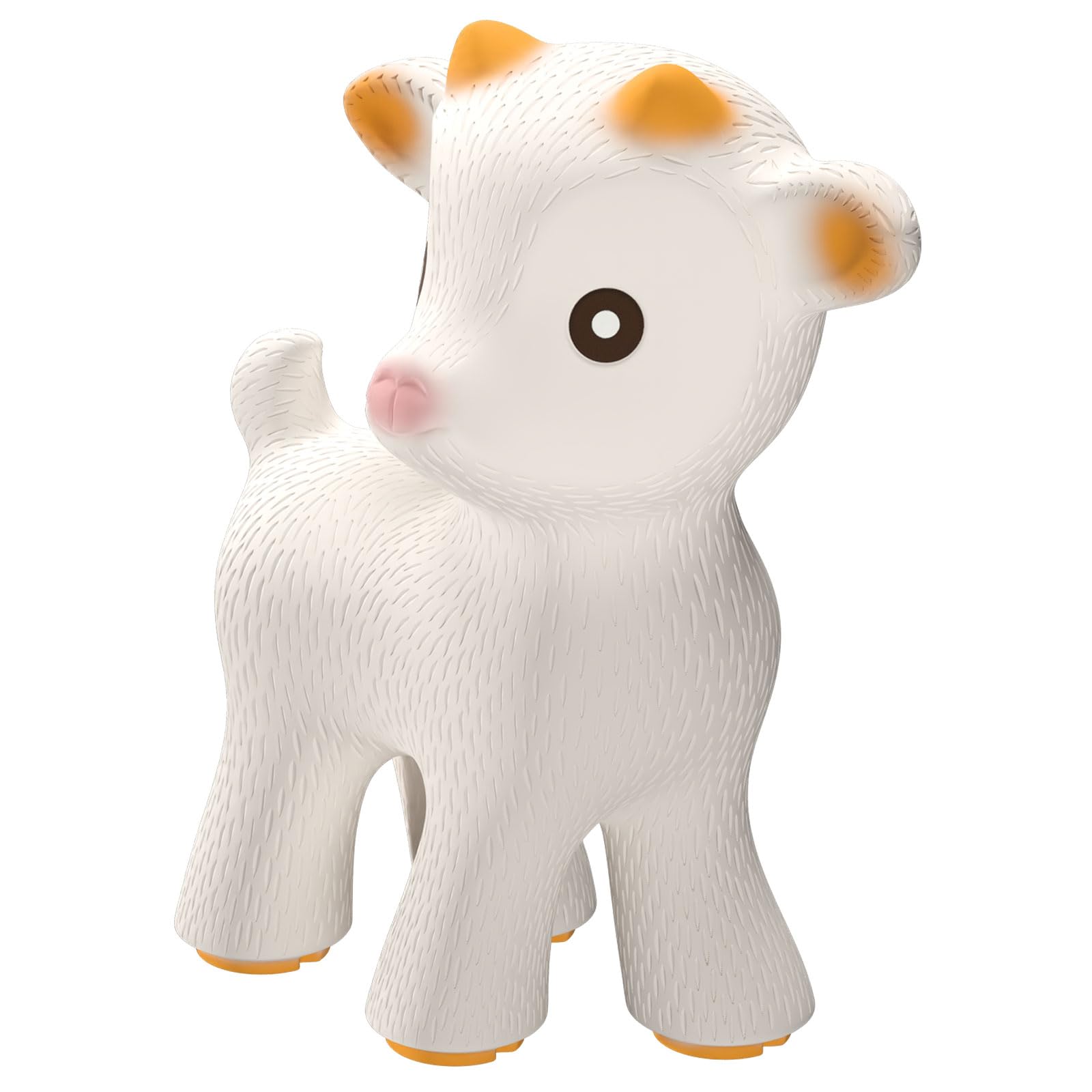 CaaOcho Pure Natural Rubber Teething Baby Toy - Sola the Goat Teether for Babies, BPA Free Baby Toy, All Natural Teething Toys for Babies 0-6, Safe