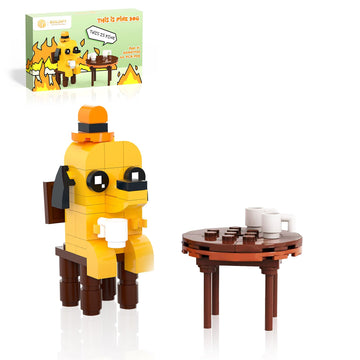 Nubee This is Fine Dog Building Set, Funny Meme Character Building Kit Coffee Fire Cartoon Dog Toys, Cute Puppy Figure MOC Birthday Chirstmas White