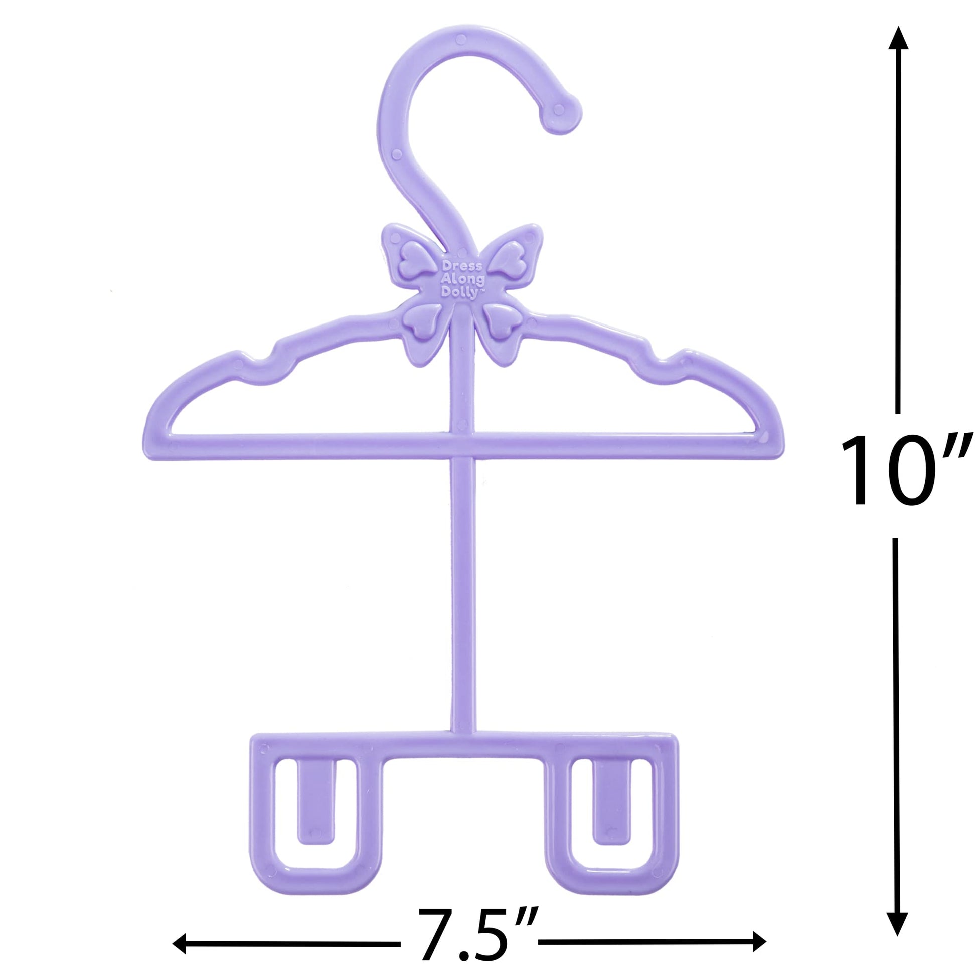 Dress Along Dolly Purple Full-Outfit Hanger 24pk for American 18" Doll Clothes- Hold Your Tops & Bottoms Together Including Dresses, Pants, Shirts