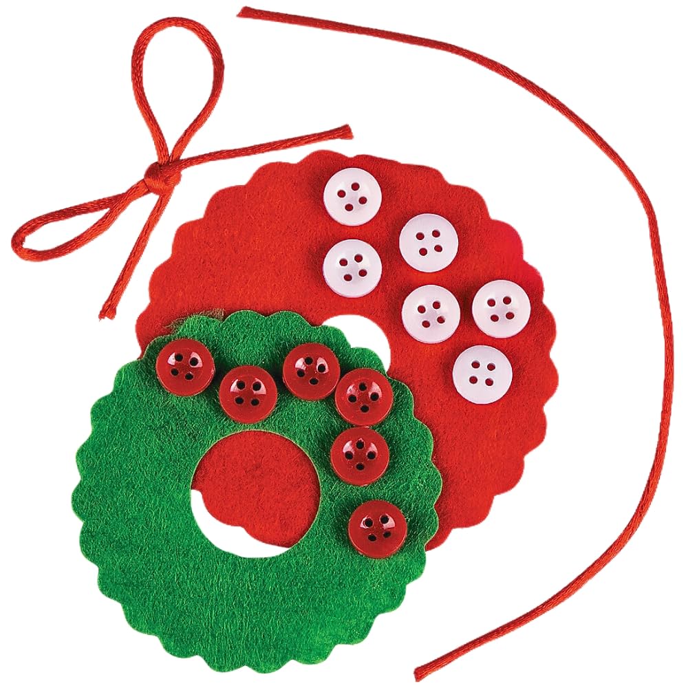 Felt Button Wreath Ornament Craft Kit - Crafts for Kids and Fun Home Activities