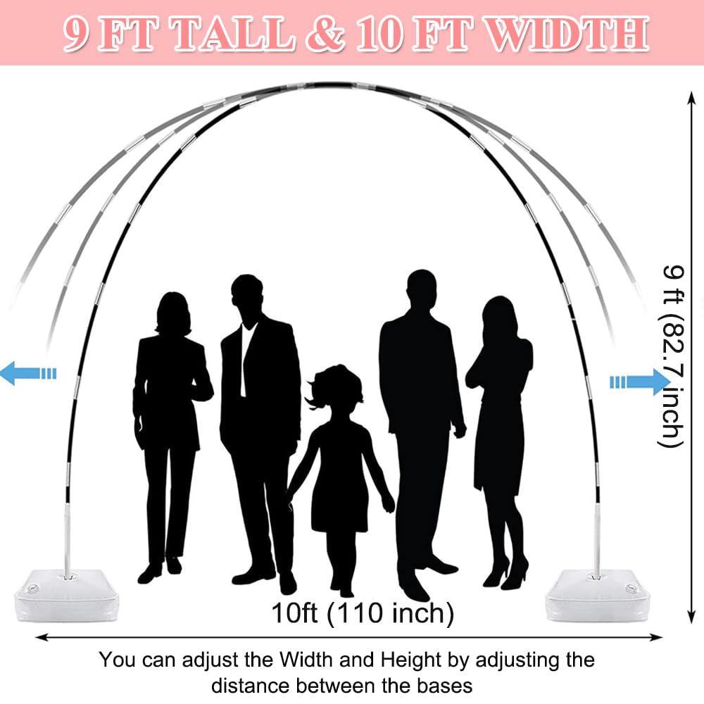 Balloon Arch Kit with Balloon Pump, 9FT Tall &10FT Width Adjustable Balloon Arch Stand Balloon Arch Frame with Base for Wedding Birthday Party