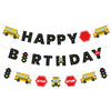 Faisichocalato DIY School Bus Happy Birthday Banner, Birthday Party Garland for Kids Yellow Bus Birthday Party Decorations, Back to School Banner
