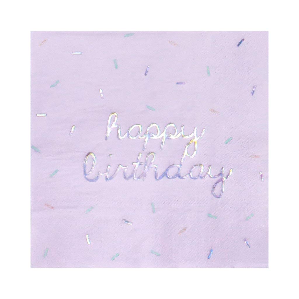 Harlow & Grey Sprinkles - Happy Birthday Napkins, 24 Napkin, Multi-Color Pack, Birthday, Kids Party, Baby’s Birthday - Disposable Paper Napkins