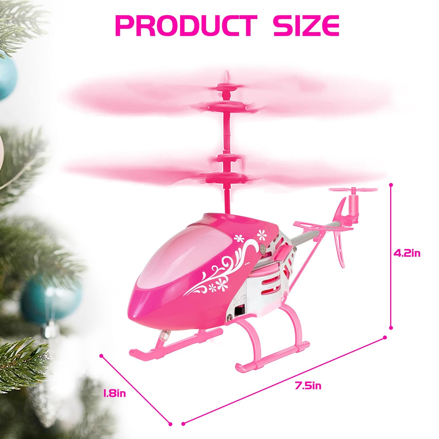 QUANA Rc Helicopter, Pink Remote Control Helicopter for Kids Girls Ages 8+