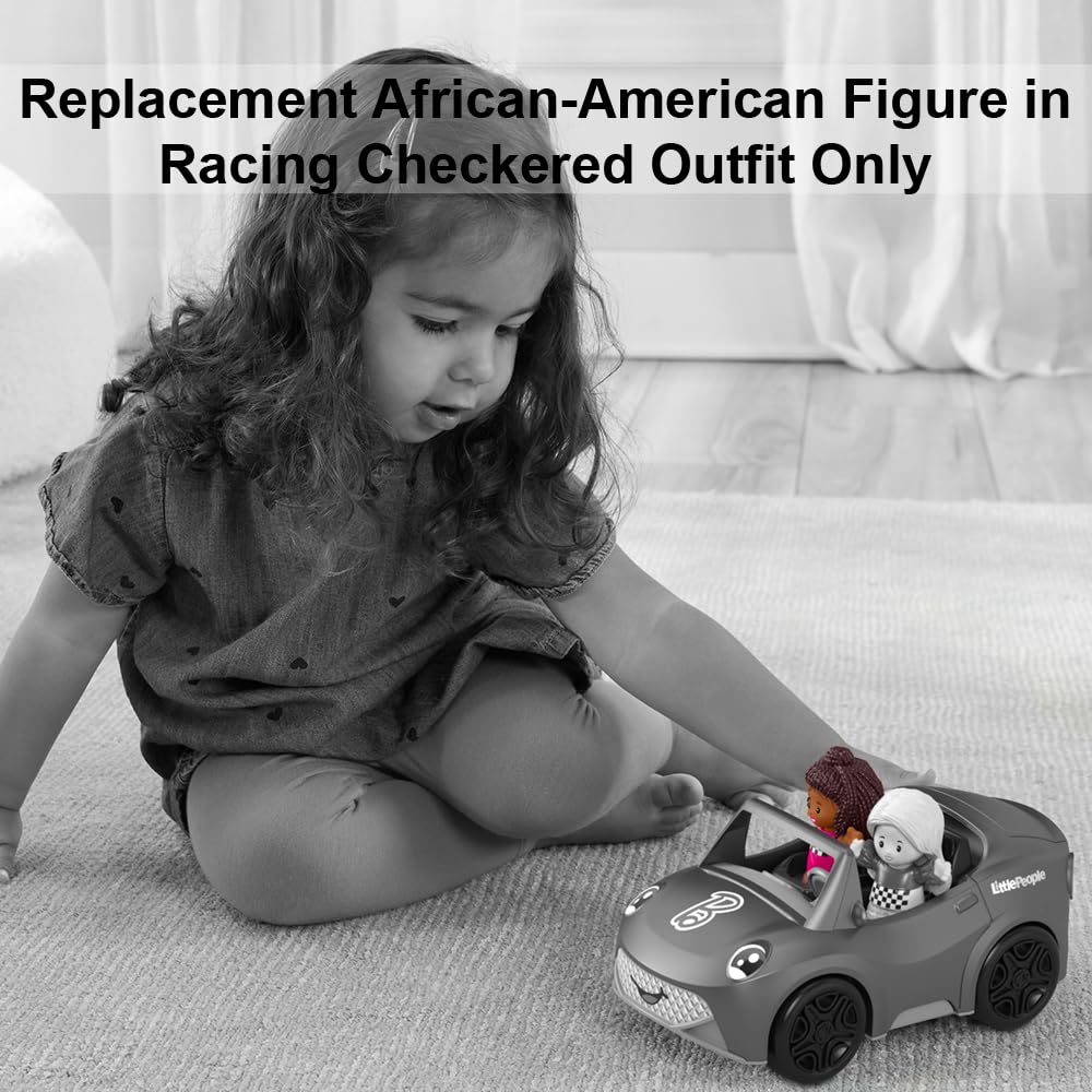 Replacement Part for Fisher-Price Little-People Convertible Car Playset - HCF59 ~ Replacement African-American Figure in Racing Checkered Outfit ~