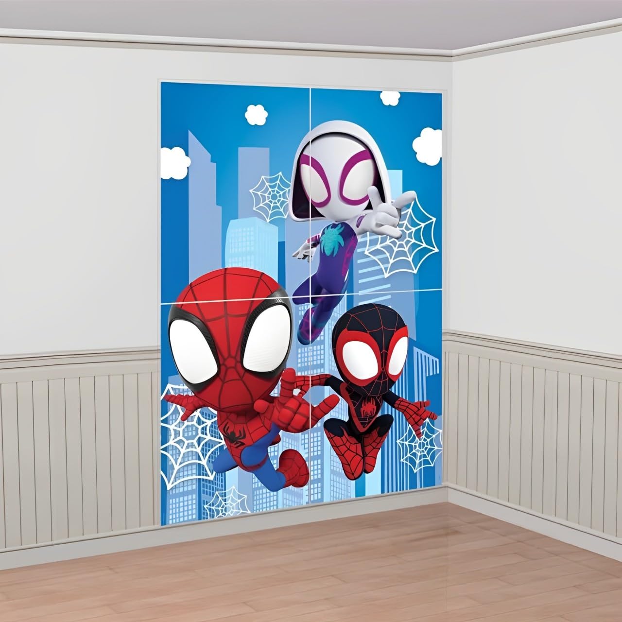 Party Scene Setter with Props - 40" x 27.5" | 1 Set of 16 Pcs, Spidey & His Amazing Friends