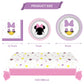 Party Tableware For Cute Mouse,16 pcs Paper Plates (8pcs 9 inch and 8pcs 7inch)-20 Napkin and Table Cloth 86” x 52”,Girl Cute Mouse Birthday Party