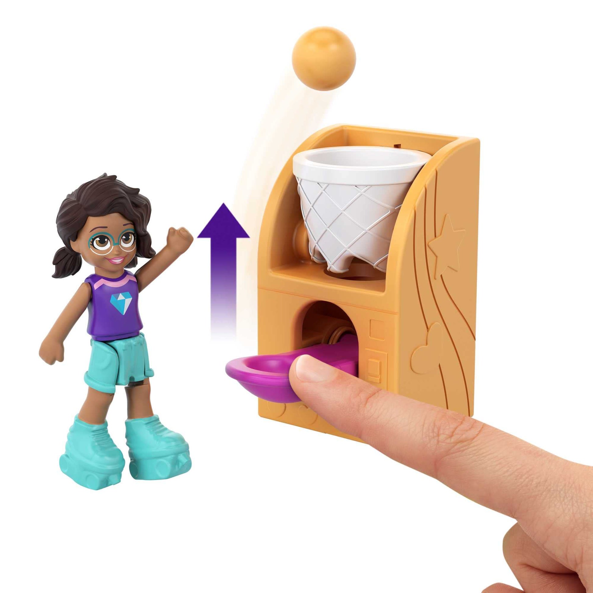 Polly Pocket Compact Playset, Race & Rock Arcade with 2 Micro Dolls & Accessories, Travel Toys with Surprise Reveals