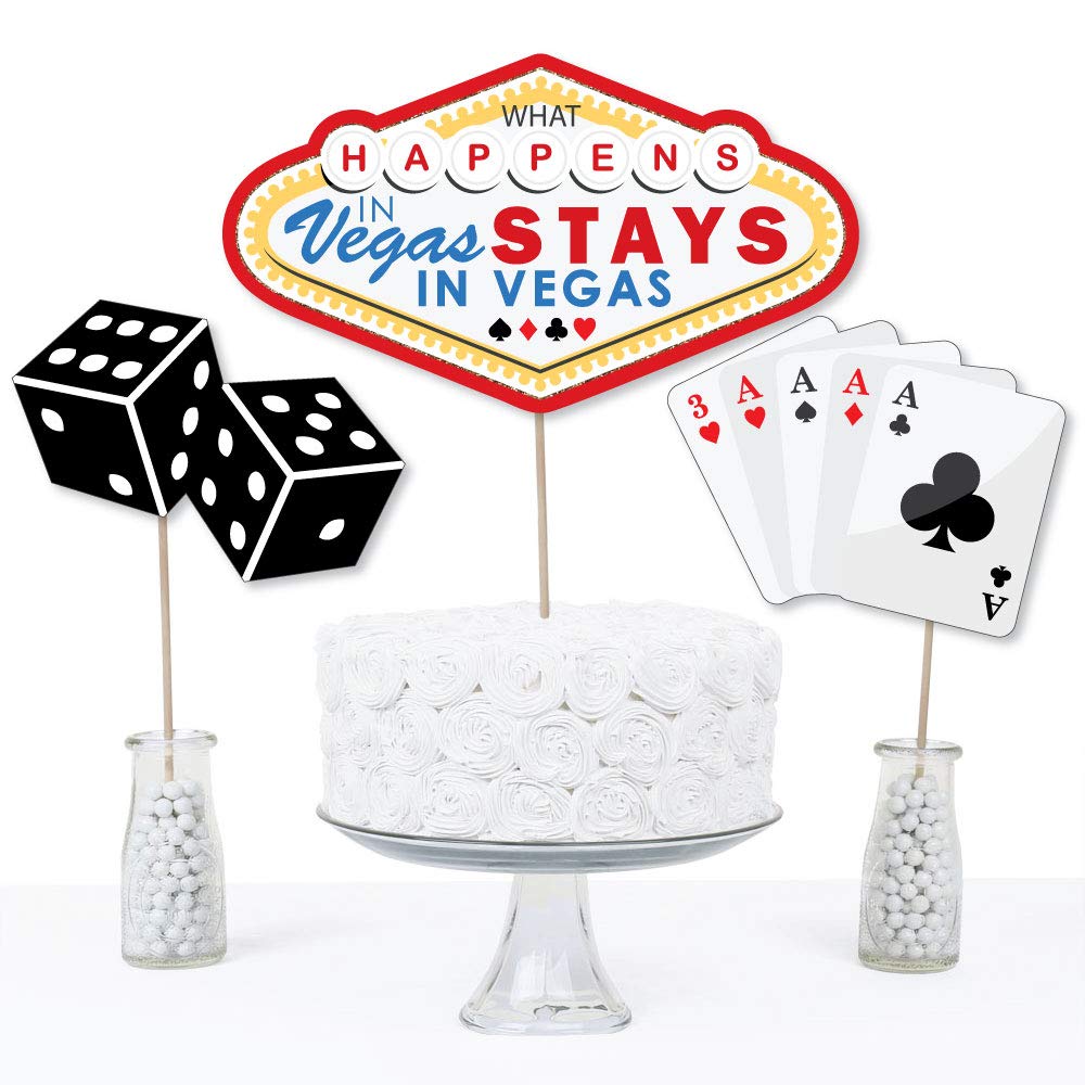 Big Dot of Happiness Las Vegas - Casino Party Centerpiece Sticks - Table Toppers - Set of 15