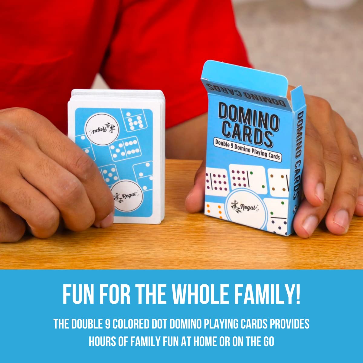 Regal Games - Double 9 Domino Playing Cards - Colored Dots Deck - Family-Friendly Domino Card Game - 2-8 Players - Ages 8+ - 55 Card Deck - 3.5” x