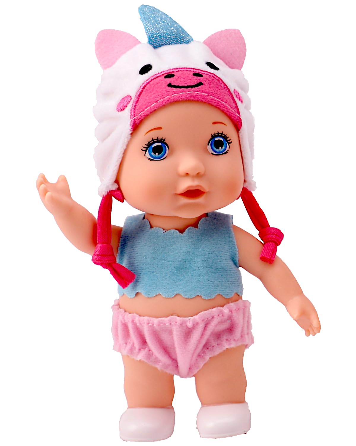 POCO DIVO Unicorn Baby Hat Cherub Doll, 6-inch Cute Toddler Girls Boys with Cartoon Beanie, Happy Newborn Infant Toy Kid wear Animal Cap