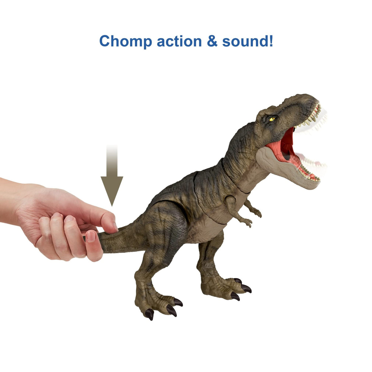 Mattel Jurassic World Dominion Thrash ‘N Devour Tyrannosaurus T Rex Action Figure Toy with Sound and Motion for Battle Play