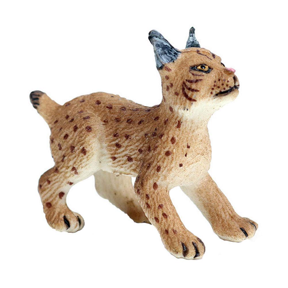 FLORMOON Animal Figures Realistic Lynx Plastic Early Educational Toys Cupcake Topper Party Gift for Kids 2+ Year Old