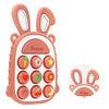 MISSLILI Teething Toys for Babies, BPA-Free Silicone Teether Toy for Infants, Cute Rabbit Phone Design with Easy-Grip Ears, Soothing Gums and Push Pop