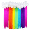 Rainbow Party Backdrop with Balloons Garland, Rainbow Cloud Birthday Photo Backdrops Props Booth Rainbow Crepe Paper Streamers Rolls for Kids Rainbow