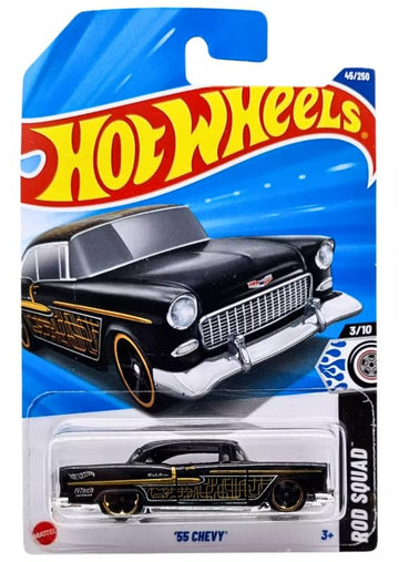 Hot Wheels '55 Chevy Diecast Car, Rod Squad Series 3/10, 1:64 Scale