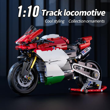 1:10 Motorcycle Building Block Set for Boys, Technical Motorbike Toy Superbike Display Collectible Model Kit Motorcycle Enthusiasts Ideal Birthday
