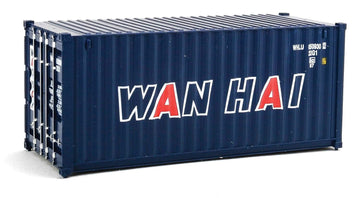Walthers SceneMaster HO Scale Model of Wan Hai (Blue, White, red A Lettering) 20' Corrugated Container,949-8066