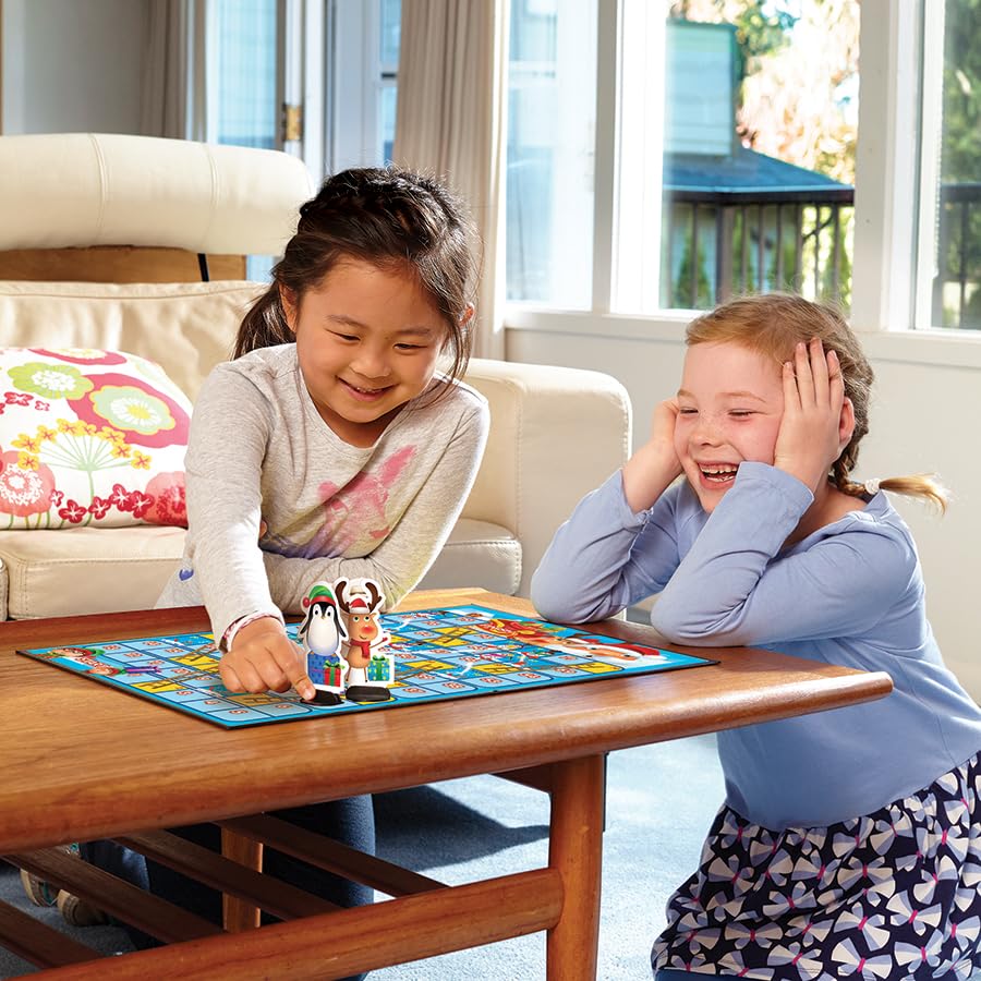 Christmas Snakes and Ladders - No Reading Required, Preschool & Kids Board Game, Builds Children's Social & Developmental Skillls, Outset Media, Ages
