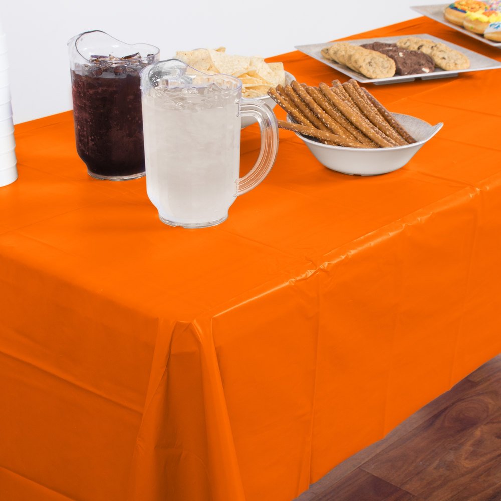 Creative Converting Touch of Color Plastic Tablecover, Each, 1 Pc, Sunkissed Orange