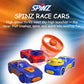 Spinz Race Car with Flying Disc Launcher, Pull Back Bumper Toy Racer, Kids, Boys, Girls Gift, Red & Blue, Ages 3+