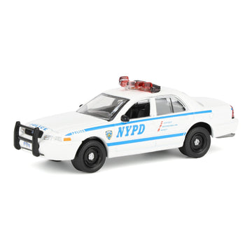 2011 Ford Crown Victoria Police New York Police Department (NYPD) with NYPD Squad Number Decal Sheet Hobby Exclusive 1/64 Diecast Model Car by