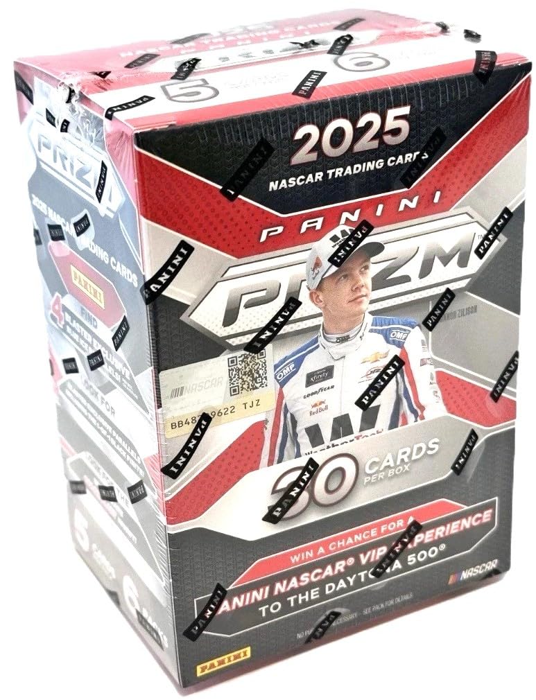 2025 Panini Prizm Racing Retail Blaster Box | Factory Sealed NASCAR Trading Cards | 6 Packs Per Box, 5 Cards Per Pack | Exclusive Ice Prizms, Color