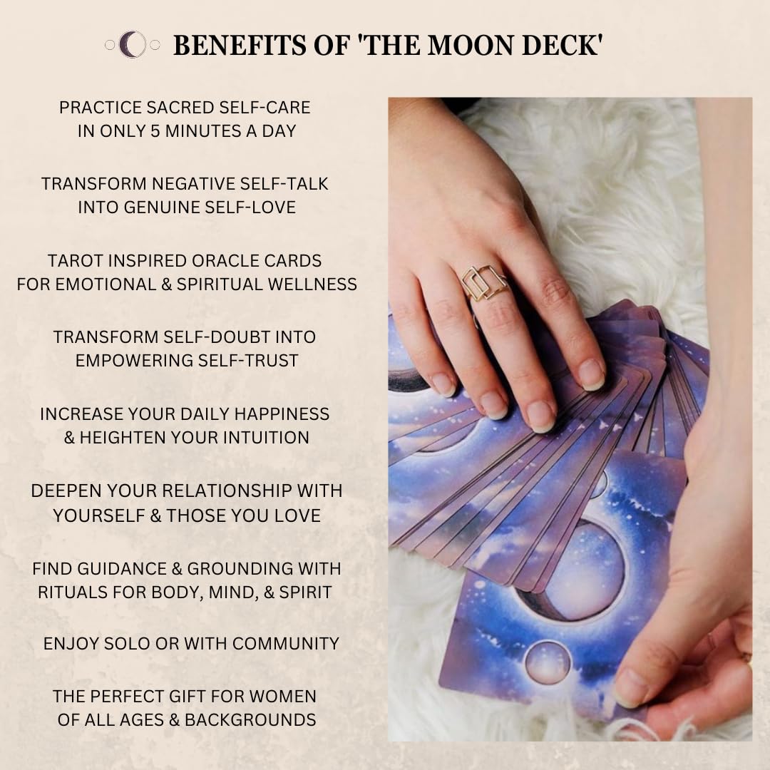 The Moon Deck: Eco-Printed Premium Oracle Set - 44 Cards with Guidebook - Strengthen Intuition, Self-Love Rituals, Emotional & Spiritual Health