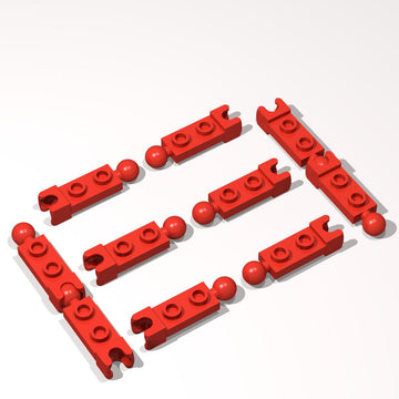 Classic Building Tow Ball Plate Bulk, 1x2 with Tow Ball and Small Tow Ball Socket on Ends 80 Piece, Compatible with Lego Parts and Pieces:(Red)