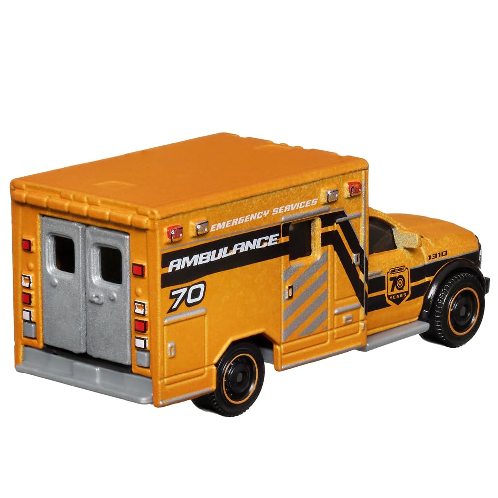 Matchbox Moving Parts 70 Years Special Edition Die-Cast Vehicle - HMV12 ~ Inspired by 2019 Ram Ambulance ~ 5/5 Orange and Black