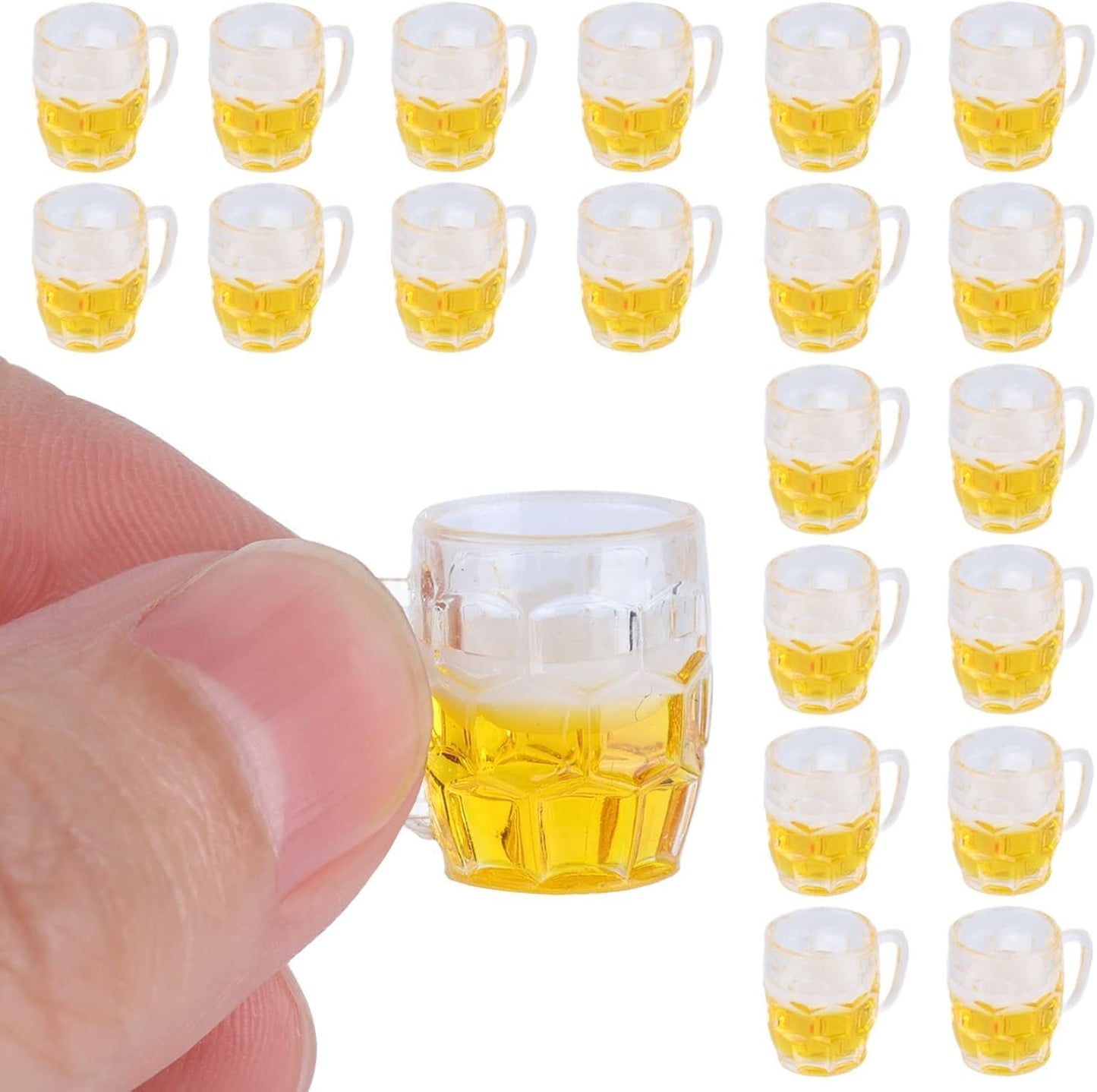 5Pcs Mini Beer Cups, Realistic Resin Dollhouse Barware for DIY Miniature Crafts, Miniature Beer Mugs Compatible with 1:12 Scale Dollhouses