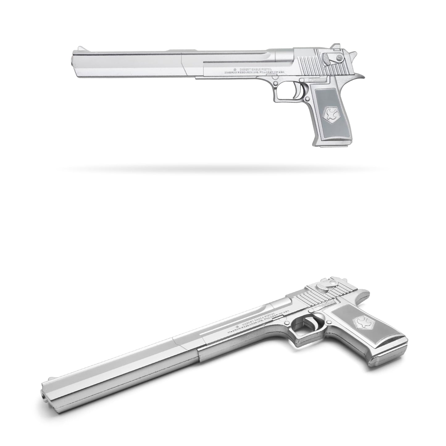 Long Barrel Chrome Foam Pistol - 17.25" Silver Fantasy Hand Cannon Prop | PU Foam Cosplay Weapon for Costume, Roleplay & Display