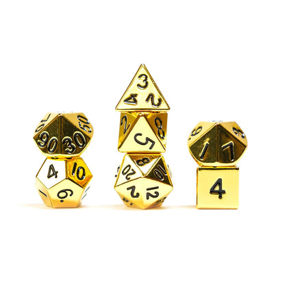 Metal Dice Polyhedral Set of 7 die (7) Gold