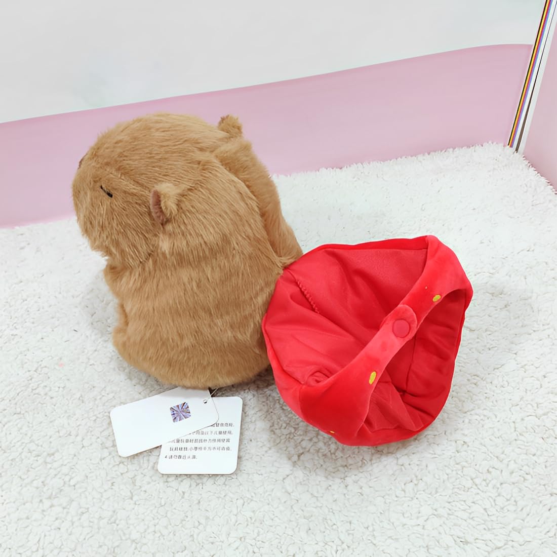 JPORSHU Capybara Plush Toy? 14inch Capybara Plush with Strawberry Hat? Kawaii Capybara Stuffed Animal and Home Decor Gifts