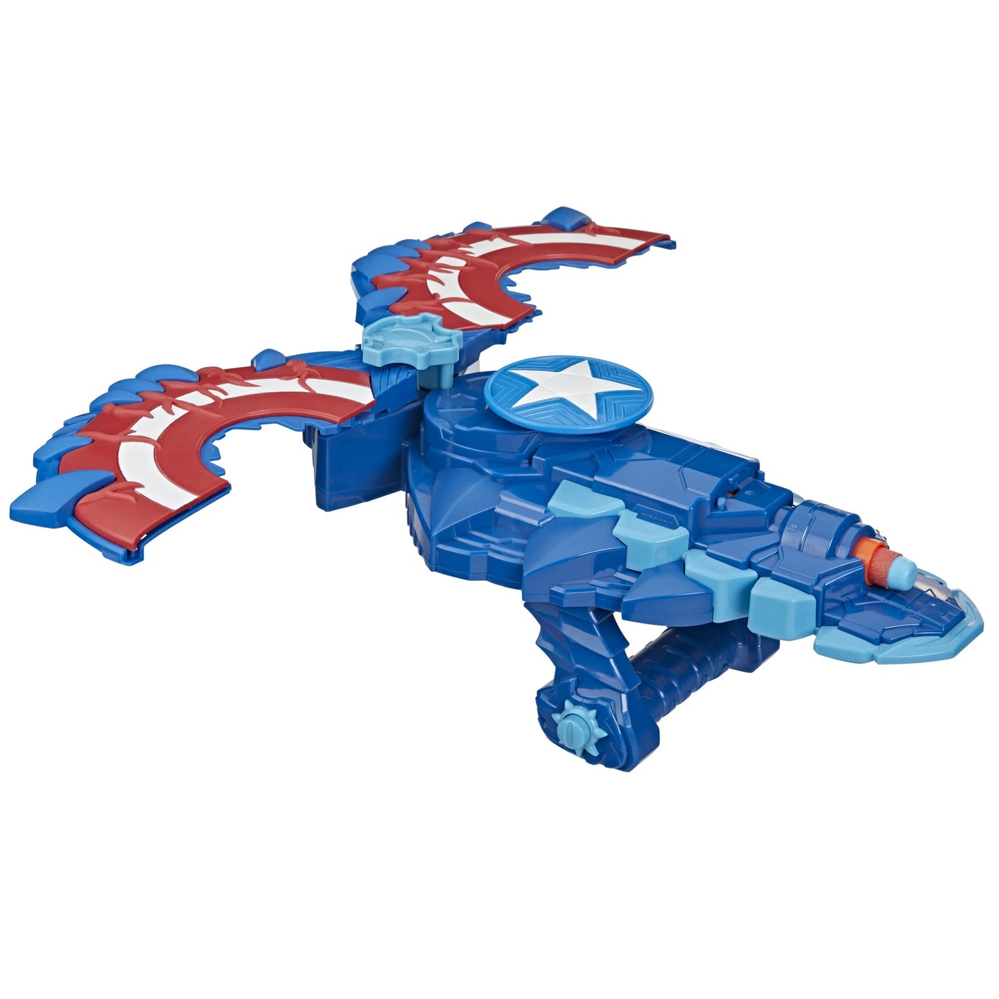 Marvel Avengers Mech Strike Monster NERF Captain America Monster Blast Shield Roleplay Toy with 3 NERF Darts, Toys for Kids Ages 5 and Up