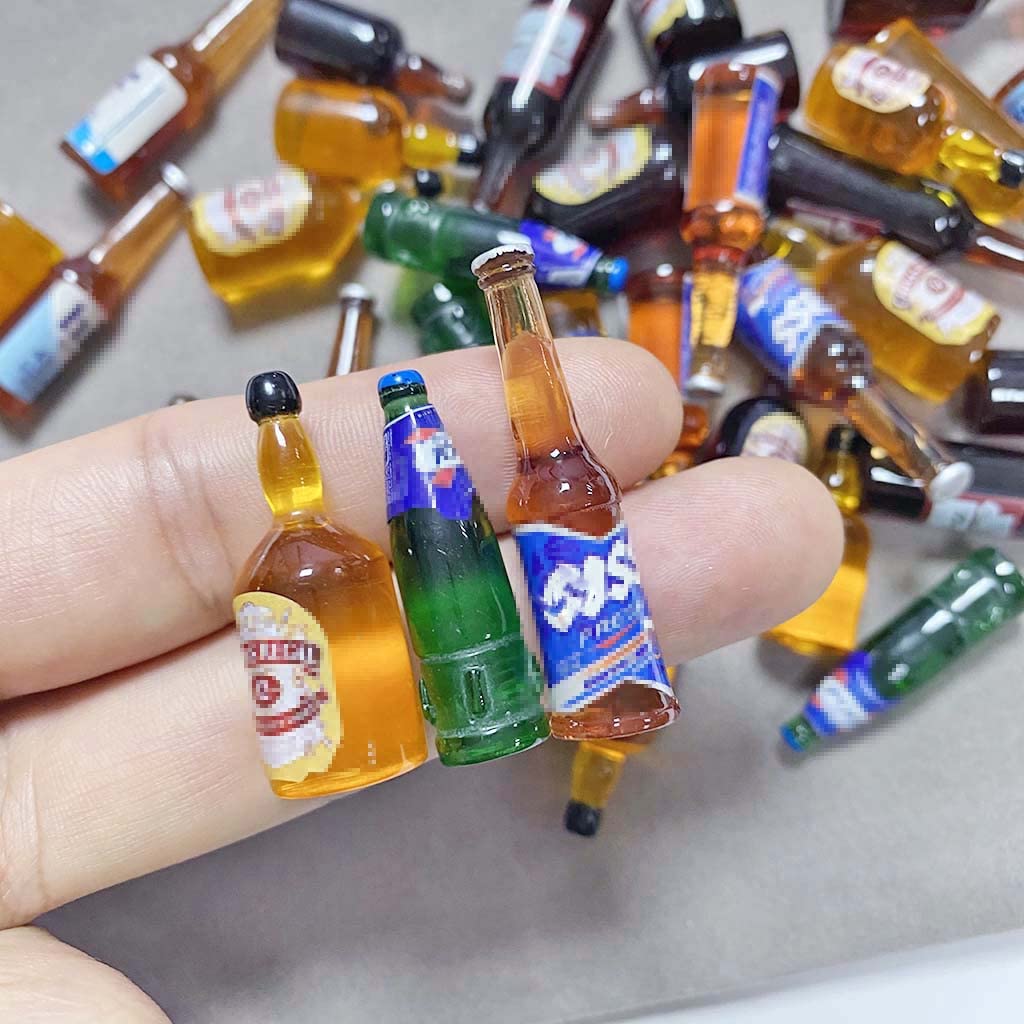 Juland 40PCS Miniature Mini Beer Drinks Decoration Dollhouse Beer Glass Mixed Wine Resin Sets Simulation Instant Model Scene Tableware Dolls House
