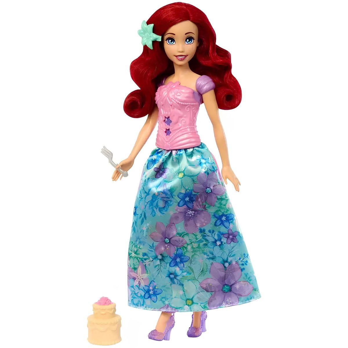 Mattel Disney Princess Ariel Fashion Doll Set, Spin & Reveal with 11 Surprises Including 5 Accessories, 5 Stickers & Play Scene, Inspired by Movie