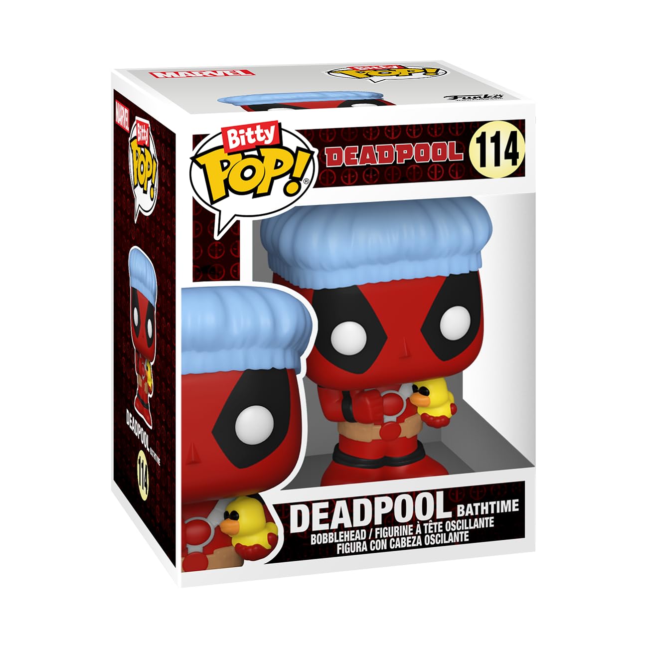 Funko Bitty POP! Deadpool - Bathtime, 4-Pack and A Surprise Mystery Mini Figure - 0.9 Inch (2.2 Cm) Collectable - Stackable Display Shelf Included