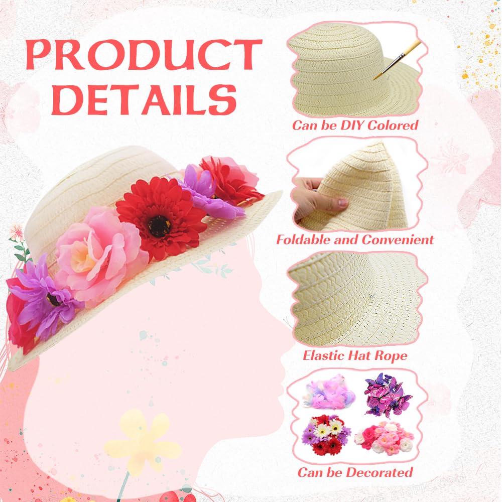297 Pcs DIY Tea Party Hat Set for Girl Kid Cowboy Dress Up with 24 Pcs Hats