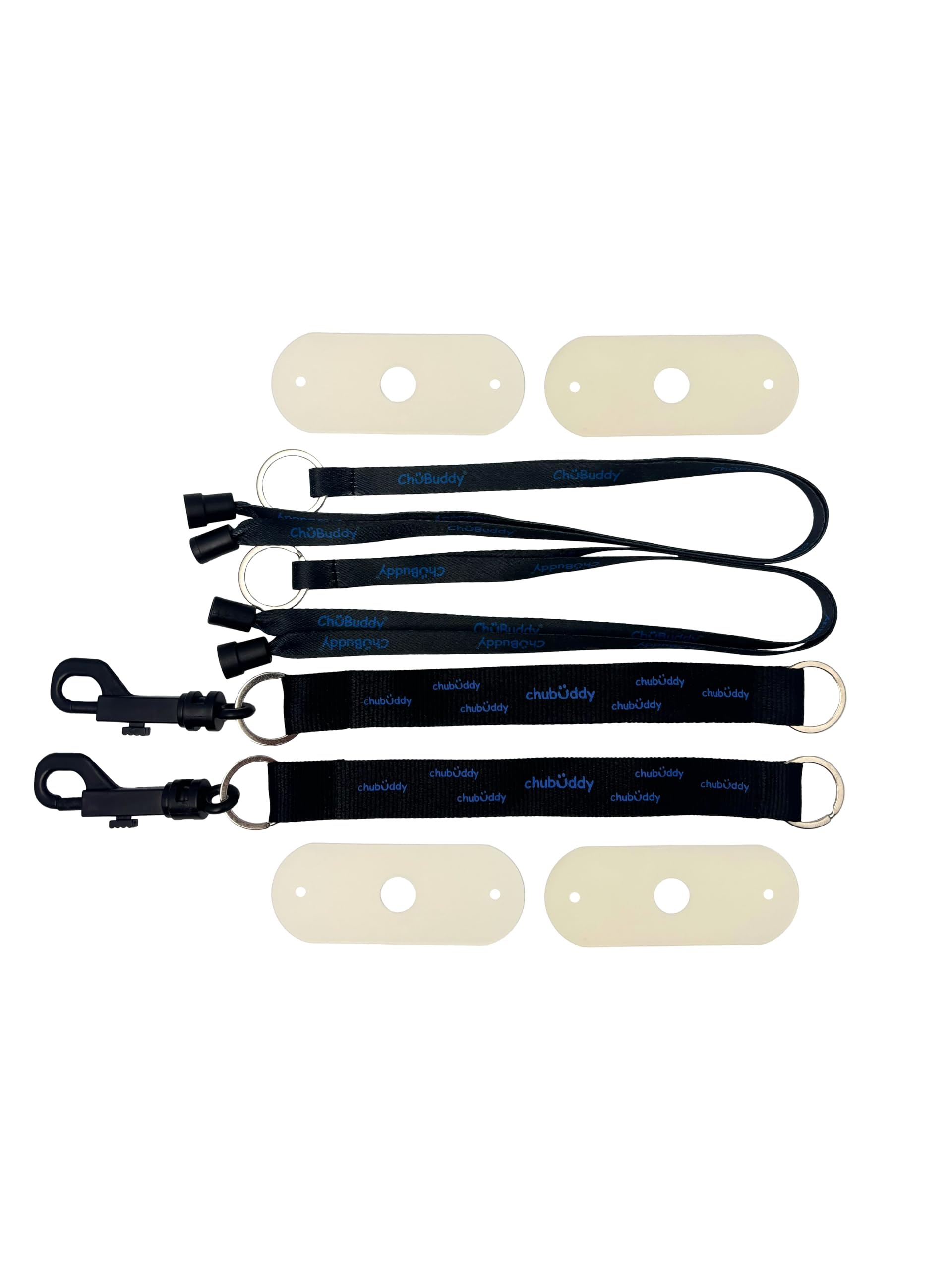 ChuBuddy Chewy Holder 4 Pack: Two Black Clip-On Tether Bracelets & Two Black Neck Lanyards for Autism, ADHD, Oral Sensory Needs, Special Needs, or