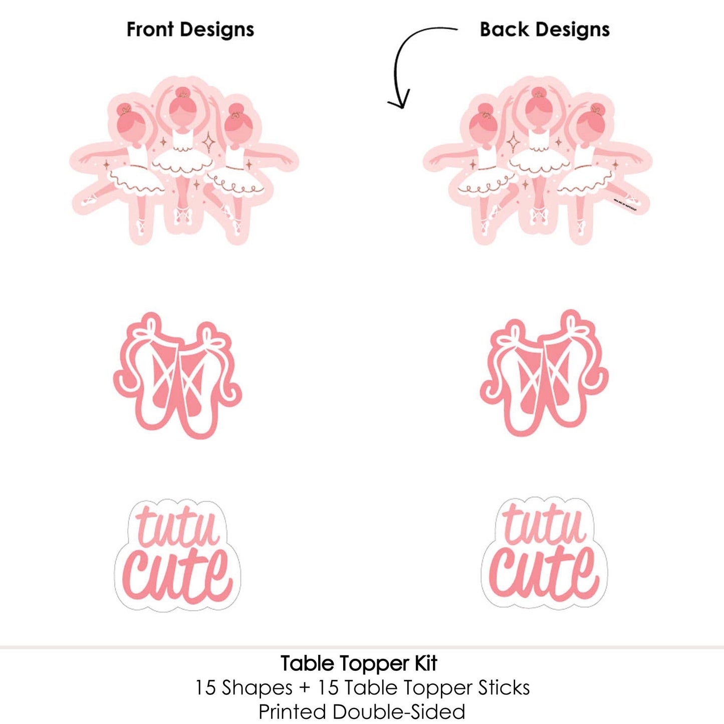 Big Dot of Happiness Tutu Cute Ballerina - Ballet Birthday Party or Baby Shower Centerpiece Sticks - Table Toppers - Set of 15