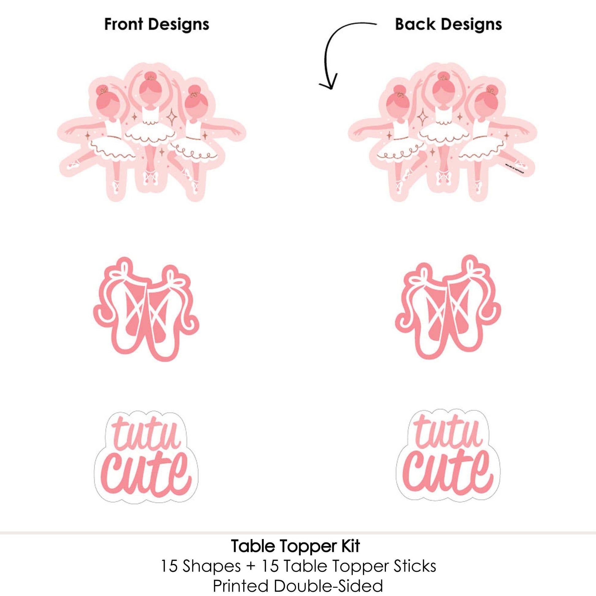 Big Dot of Happiness Tutu Cute Ballerina - Ballet Birthday Party or Baby Shower Centerpiece Sticks - Table Toppers - Set of 15