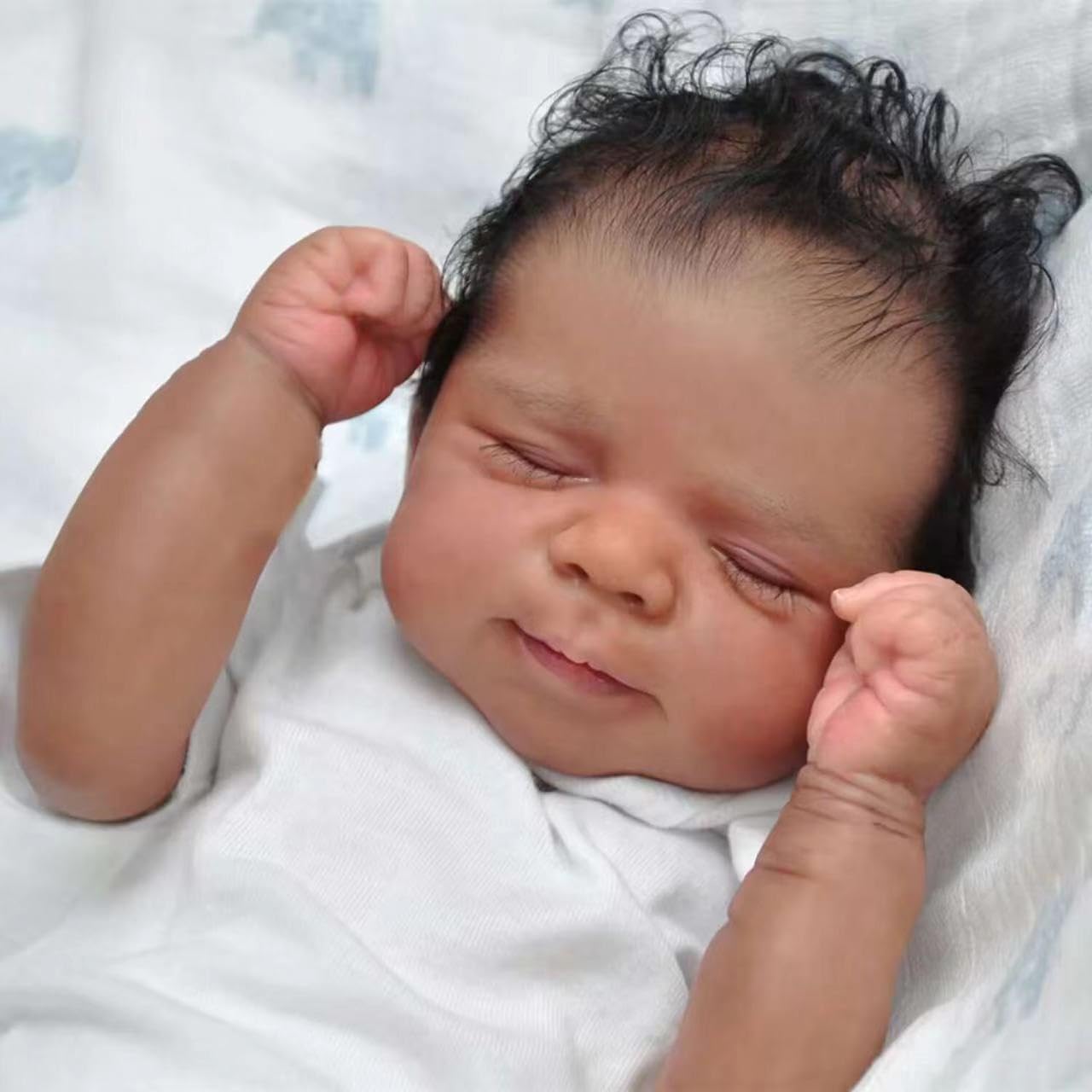Realistic Reborn Baby Dolls Black Girl 20inch Lifelike Handmade African American Weighted Real Silicone Tan Skin Sleeping Baby Dolls Closed Eyes Best