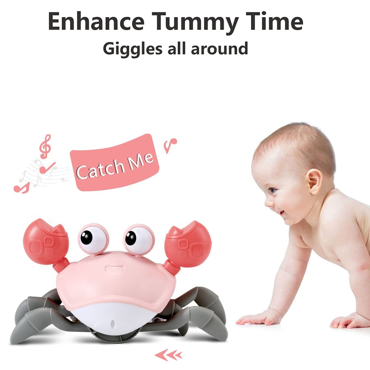 control future Baby Girl Toys Tummy Time: Pink Crawling Crab Babies Montessori Toy Learning 36 Months 3 Year Old Birthday Infant Girls Valentines
