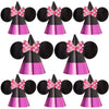 Minnie Mouse Forever Pink & Black Cone Hats - 7.25" x 6.5" (8 Pcs) - Vibrant Foil & Paper Party Accessories for Kids Themed-Parties & Events